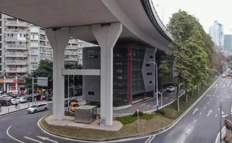 Semi-automated Parking Garage under Bridge